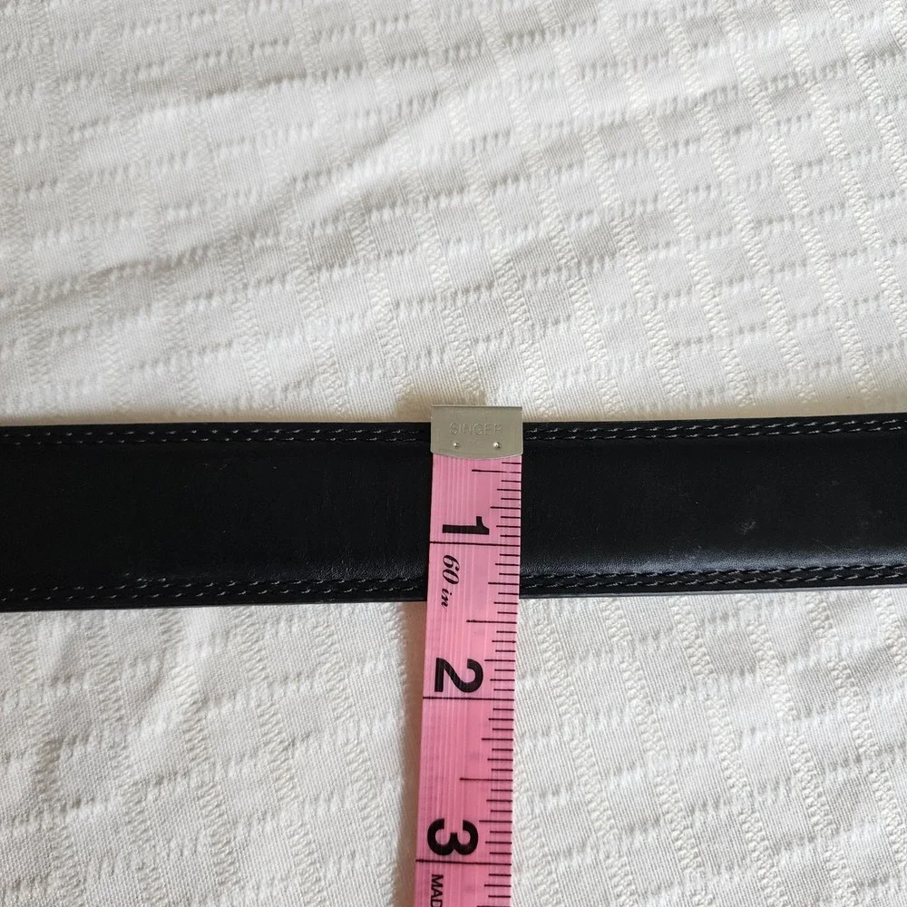 Trafalgar Men‎ Black Genuine Leather Dress Belt Silver Buckle 46